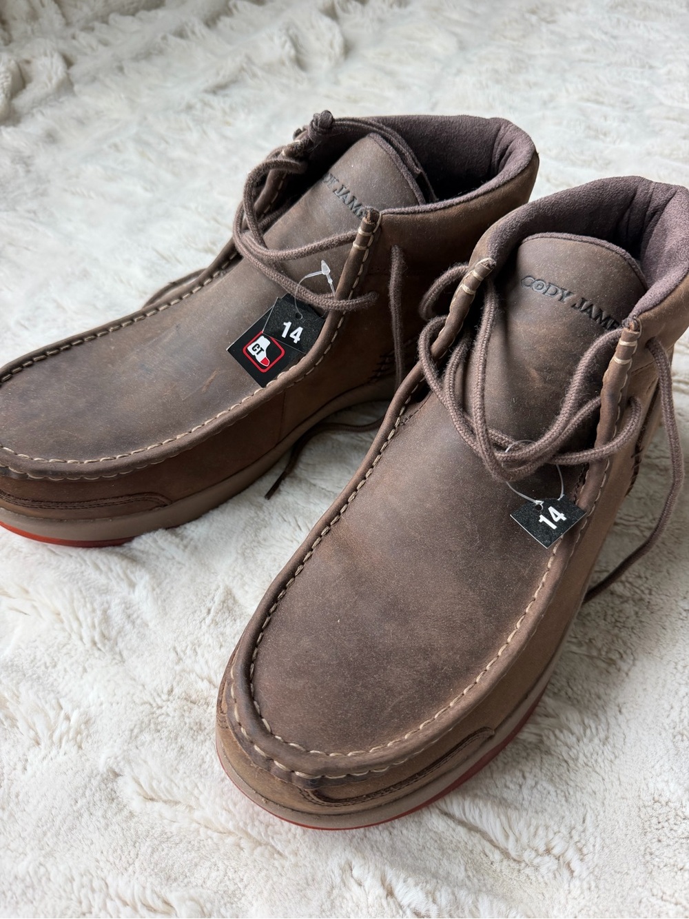 Cody James Brown Leather Moc Toe Chukka Boots - Men's